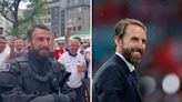 Moment Gareth Southgate doppelganger police officer is serenaded by England fans