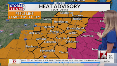 Heat advisory for nearly all of central NC Monday with hotter temps over more areas