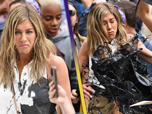Watch Jennifer Aniston Get Attacked With Oil On-Set of 'The Morning Show'