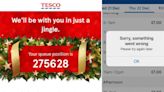 Furious Tesco Christmas shoppers kicked out of 'shambolic' app and 'pushed back to 275,00 in the queue'
