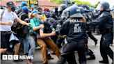 Police and protesters clash at Tesla gigafactory