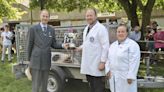 Duke of Edinburgh meets supreme champion pig at the Royal Norfolk Show