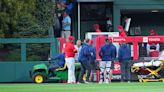 Fan falls into visitor's bullpen during Phillies-Red Sox at Citizens Bank Park