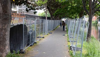 Protesters tear down controversial fencing along the Grand Canal