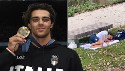 Gold medal winner sleeps in a park after moaning about 'bad' Olympic Village