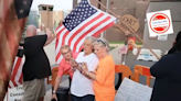 Protester in chicken mask with ‘fart noises’ sign interrupts Trump phone call to mother of Capitol rioter Ashli Babbitt mother