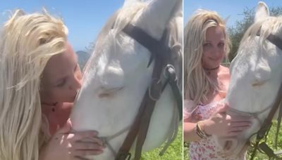 Britney Spears Cuddles Her Horses After Reflecting on How 'Incredibly Cruel' Her Parents Were During Conservatorship