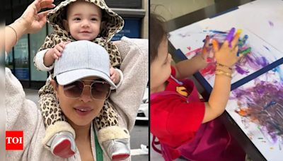 Priyanka Chopra joins her little munchkin Malti Marie for a freehand painting session - See picture | Hindi Movie News - Times of India