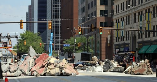 ‘Superman’ film crews prepare Cleveland’s Superior Avenue for what appears to be explosive scene