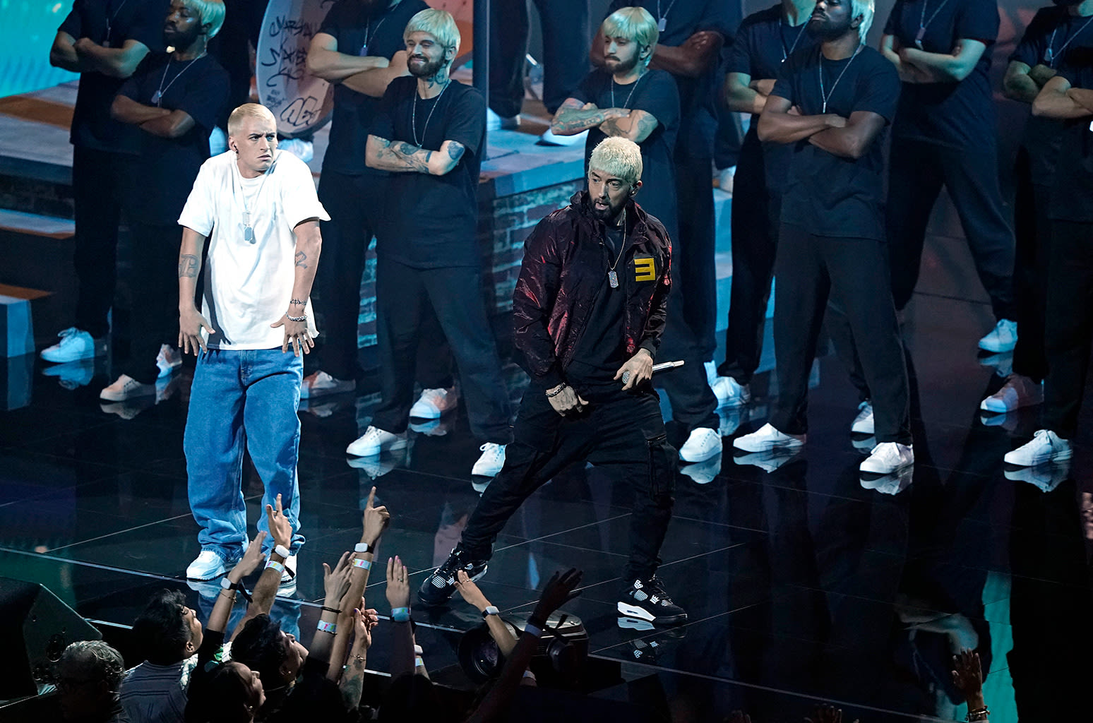 Eminem Opens 2024 MTV VMAs With ‘Houdini’ & Jelly Roll-Assisted ‘Somebody Save Me’ Alongside Slim Shady Clones