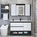 鏡實木免漆浴室櫃組合簡約掛牆式落地式衛生間洗手洗臉盆