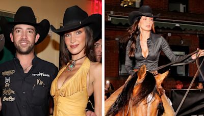 Bella Hadid Unleashed Her Inner Horse Girl in Cowboy Core Style, Riding With Boyfriend Adan Banuelos at Kemo Sabe Pop-Up