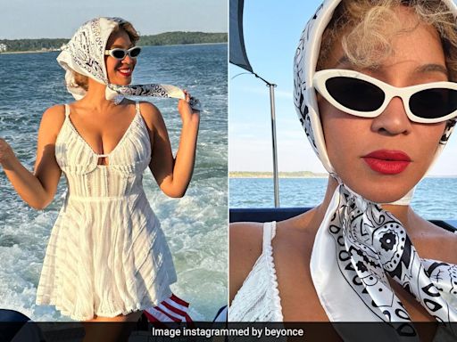 Beyonce In A Summer Dress With White Sunglasses And A Paisley Scarf Looked Like Vacation Style Perfection