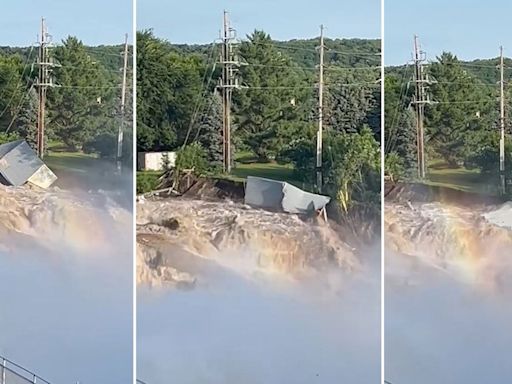 Rapidan dam failure: Minnesota building collapses into rushing floodwaters