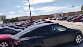 Hundreds of Tesla vehicles parked outside Chesterfield Mall. Why?