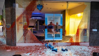 Barclays windows smashed after being attacked by pro-Palestine protestors