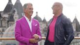 The Rock labels Pierce Brosnan a 'sharp dressed man' as the pair embrace pink 'Barbiecore' trend