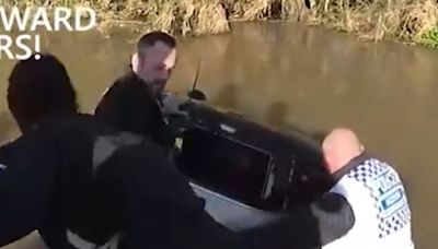 Watch moment woman who had 'lost hope of surviving' is rescued from sinking car