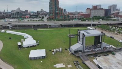 Crews preparing for Jack Harlow's Gazebo Fest at Waterfront Park in Louisville