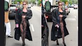 Hailey Bieber leaves little to the imagination with an almost nude shear body suit amid pregnancy reports