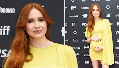 Marvel star Karen Gillan reveals pregnancy at film premiere after weeks away