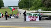 Protesters block entrance to General Dynamics facility in Saco