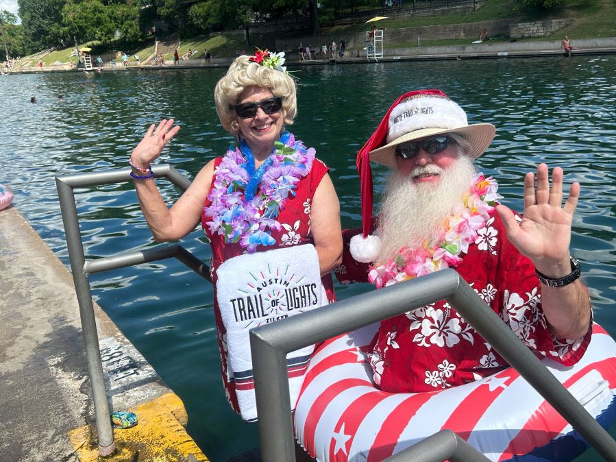 Why was Santa Claus at Barton Springs Pool Tuesday?