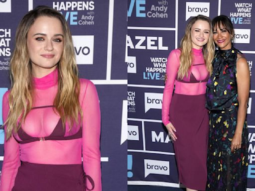 Joey King Puts Sheer Spin on the Peekaboo Bra Layering Trend in Pink Look for ‘What What Happens Live’ Alongside Rashida...