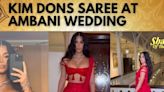Kim Kardashian Leaves Jaws Dropped In Her Red Saree At Ambanis Wedding - News18