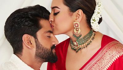 Sonakshi Sinha plants kiss of love on Zaheer Iqbal’s forehead in new pics from wedding reception