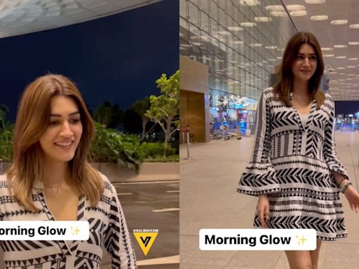 Kriti Sanon Flashes Million Dollar Smile, Keeps It Comfy and Causal In A Little Black And White Dress; Watch - News18