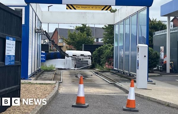 Norwich car wash damaged after reportedly being hit by car