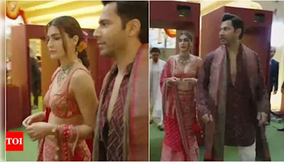 ...Merchant's wedding: New dad Varun Dhawan arrives without wife Natasha Dalal; Kriti Sanon accompanies him - WATCH | Hindi Movie News - Times of India