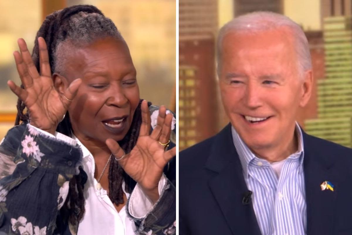 Whoopi Goldberg calls Trump a "bug" on 'The View' as President Biden pretends to squash him under his hand