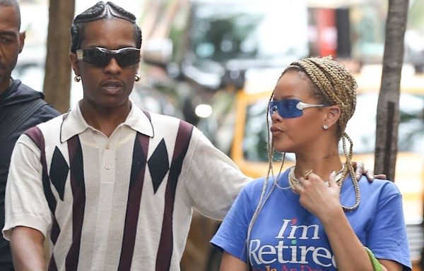 Rihanna Rocks 'I'm Retired' T-Shirt with A$AP Rocky While Fans Await Her Ninth Album