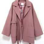韓國 全新 粉色 寬版 手工 羊毛 大衣