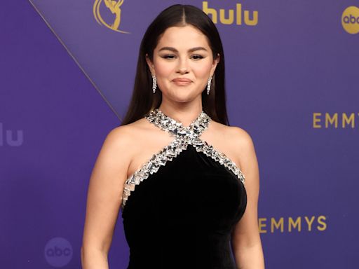 Selena Gomez Is a Shining Star in a Bejeweled Halter Gown and Eye-Catching Bling at 2024 Emmys