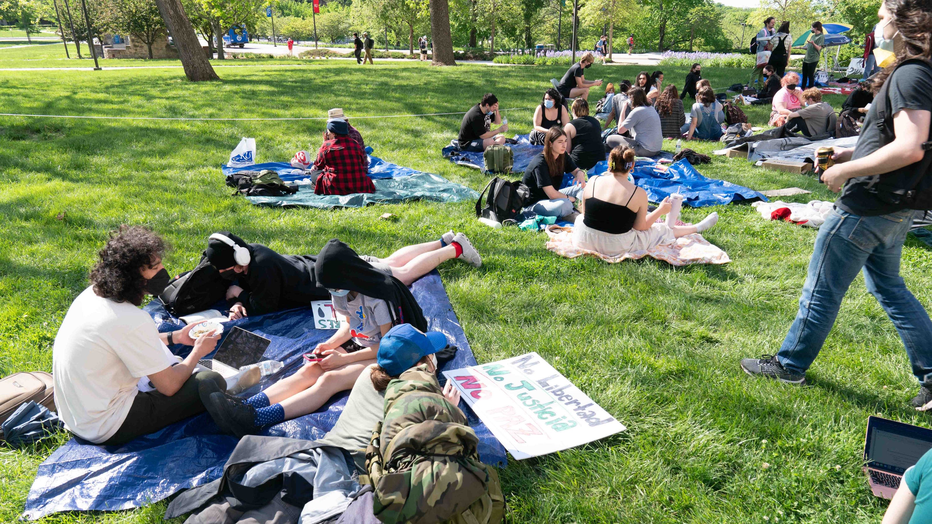 See University of Kansas students partake in encampment protesting the war in Gaza