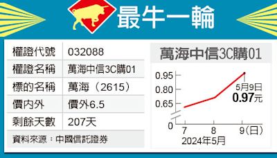 最牛一輪／萬海強漲 中信3C鍍金