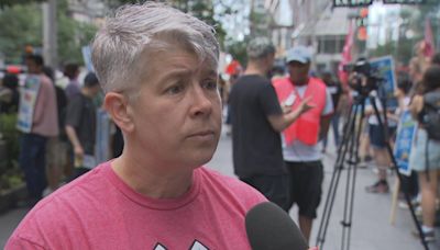 Dozens of LCBO workers rally in downtown Toronto on day 2 of historic strike