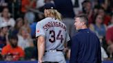 Syndergaard leaves debut with Guardians after being hit on the leg by a line drive against Astros