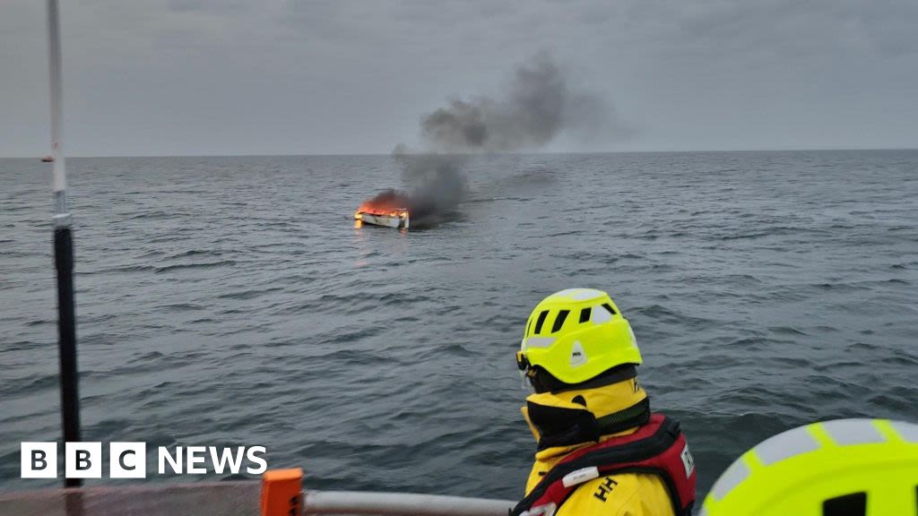 Pembrokeshire yacht fire: Casualty rescued from sea by RNLI crew