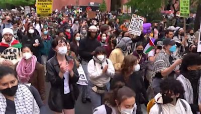 Protesta universitaria propalestina recorre las calles de Nueva York