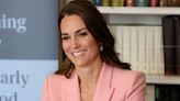 Kate Middleton Coordinates Pink Pumps With Pink Power Suit in London