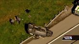 Car ends up on roof in Pa. Turnpike crash near Cranberry