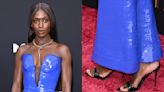 Jodie Turner-Smith Goes Bold In Bright Blue Dress & Strappy Giuseppe Zanotti Sandals at ‘The Acolyte’ Premiere