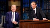 President Joe Biden makes surprise appearance on 'Late Night with Seth Meyers' for show's 10th anniversary