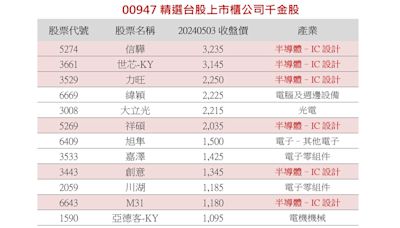 00947首檔聚焦IC設計ETF 前10大持股曝光