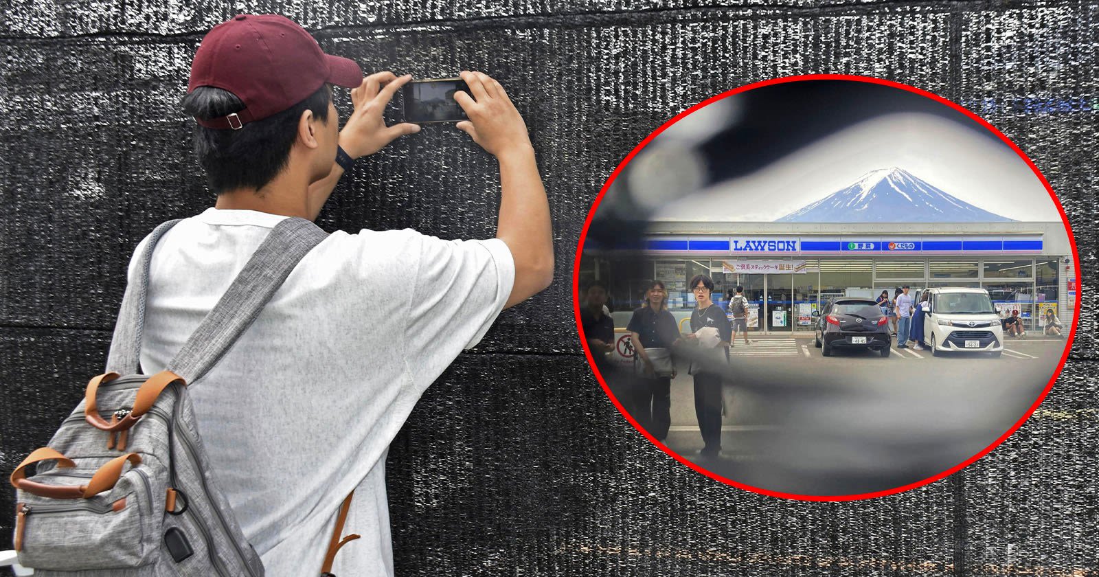 Tourists Are Poking Holes in the Screen Erected to Block Photos of Mount Fuji