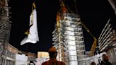 Pictured: Retired NASA space shuttle installed at new Los Angeles museum